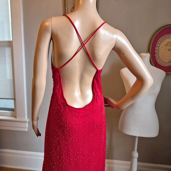 Vintage 90s Masquerade Prom Gown Siren Red Jessica Rabbit Salsa Whimsygoth 11 - Picture 5 of 13